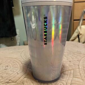 Starbucks Iridescent Pearl White Travel Cup with Logo